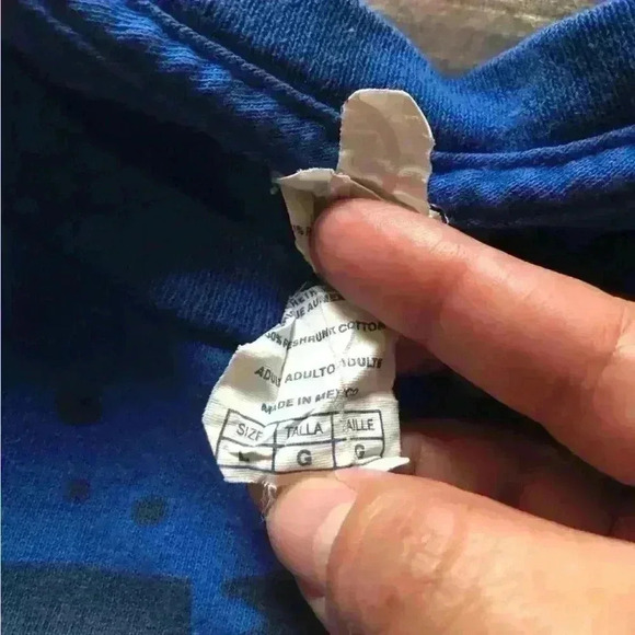 Vtg 90s hip-hop blue spray pain graphic t-shirt men large - Picture 4 of 7